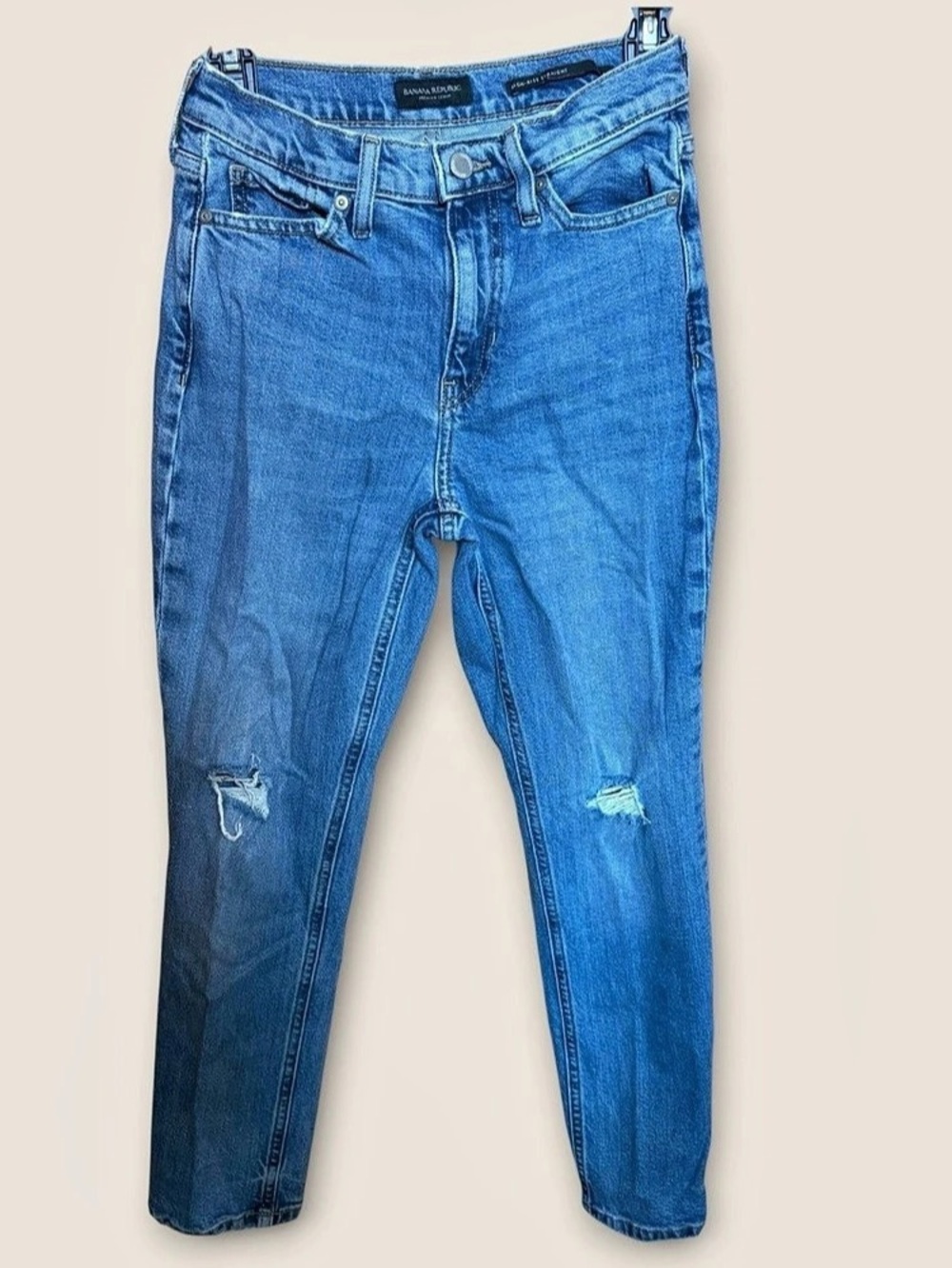 Banana Republic High-Rise Straight Jeans Blue Waist 26 100% Cotton
